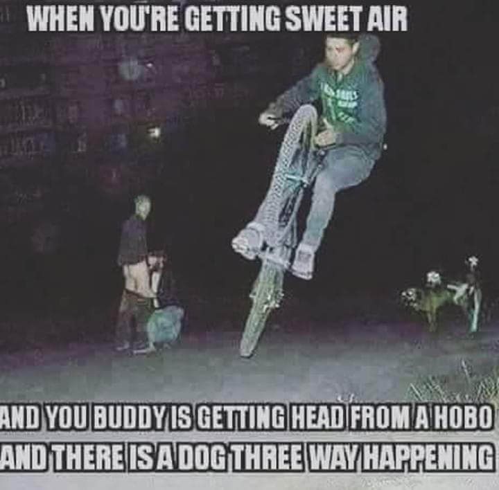 When You're Getting Sweet Air and Your Buddy is Getting Head from a Hobo with a Dog Three Way Happening