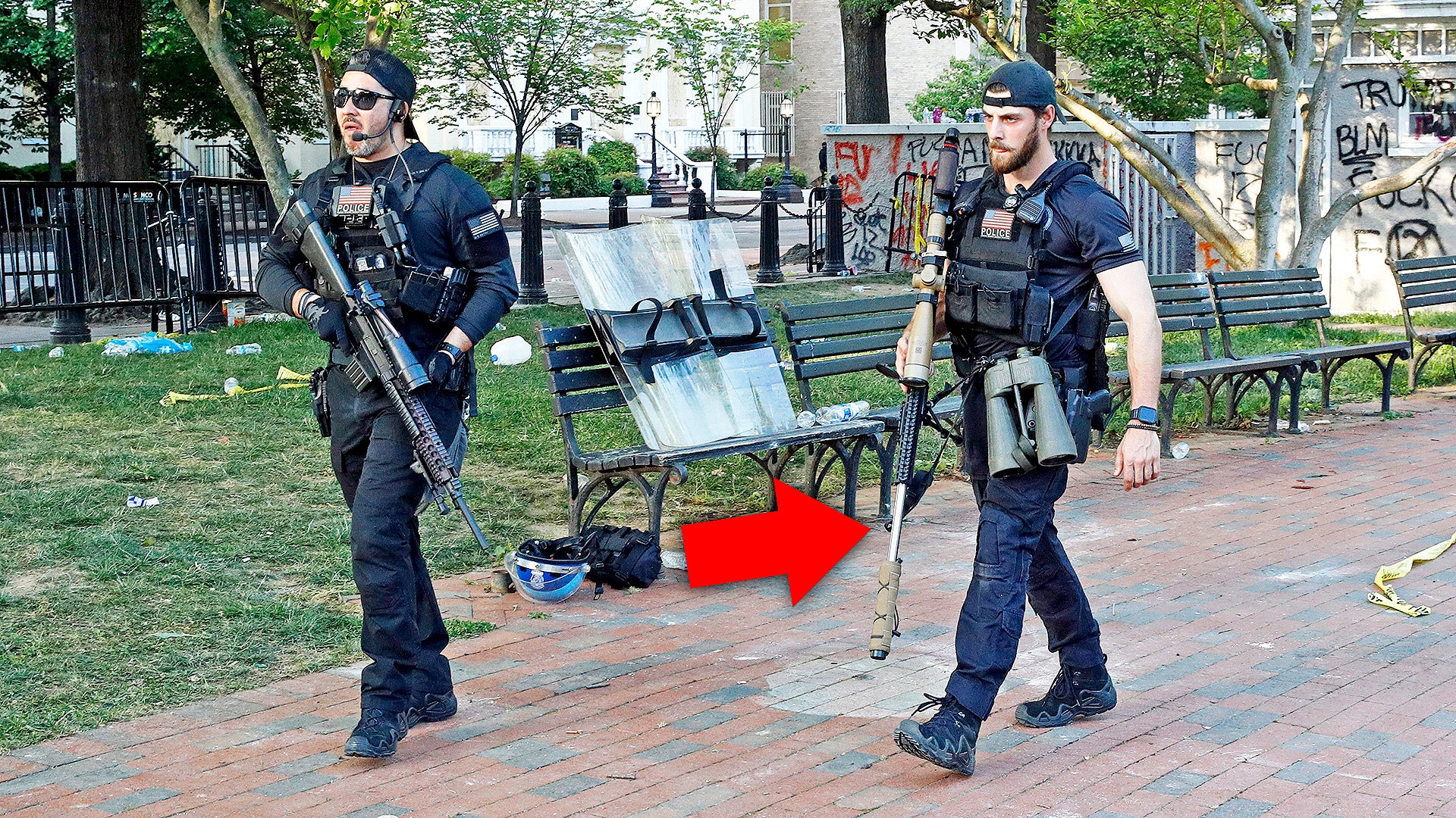 Police Officers Patrolling a Park Area