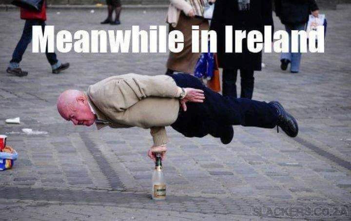 Meanwhile in Ireland - Man Balancing on Bottle