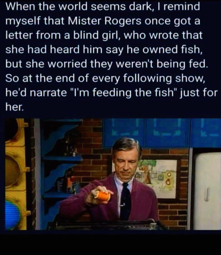Mister Rogers Feeding Fish for a Blind Girl