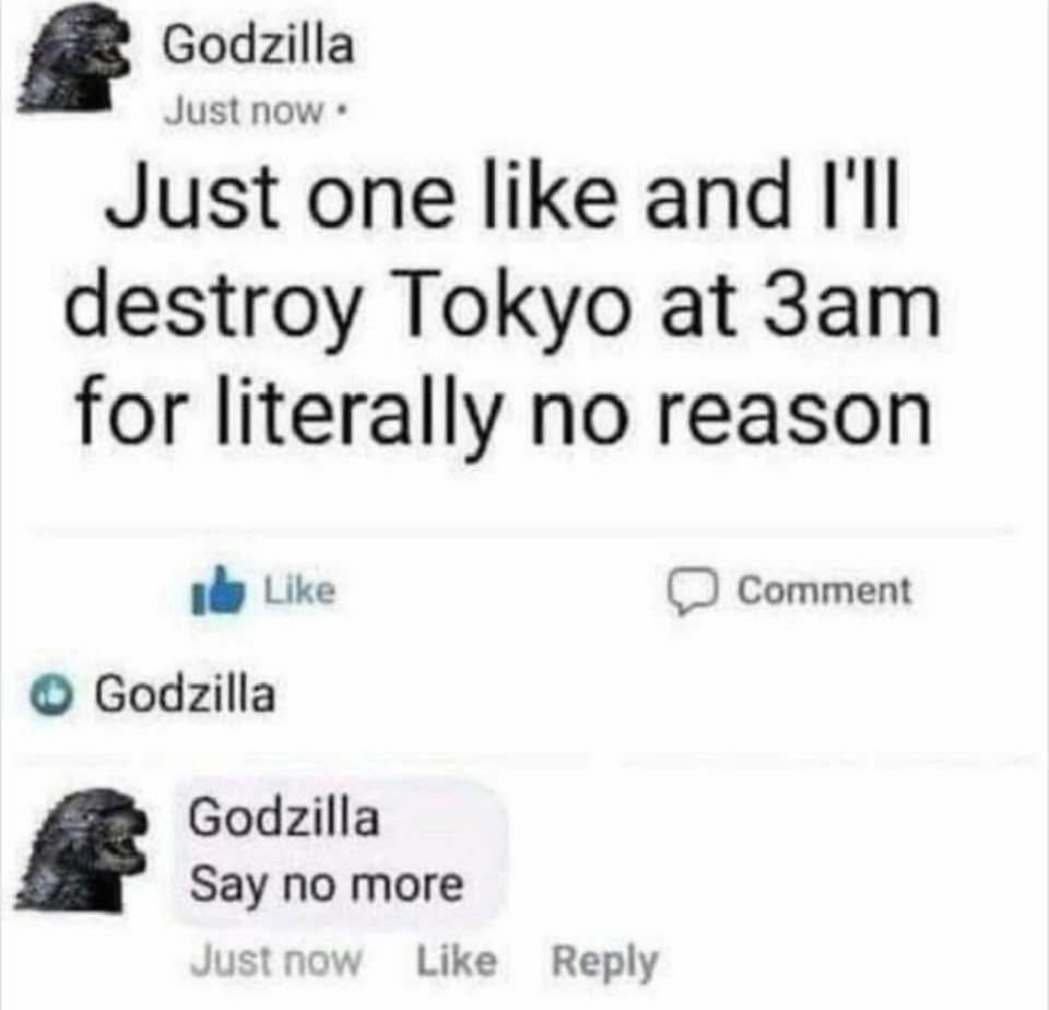 Godzilla's Social Media Post About Destroying Tokyo