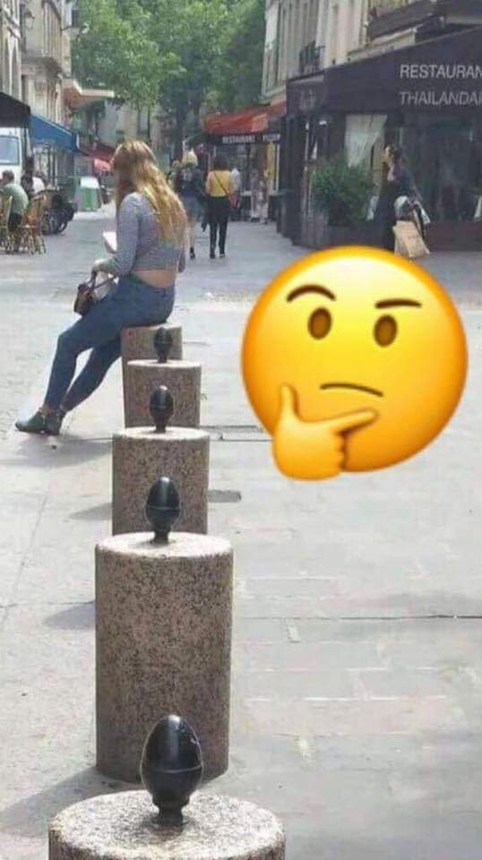 Street Scene with Thinking Emoji