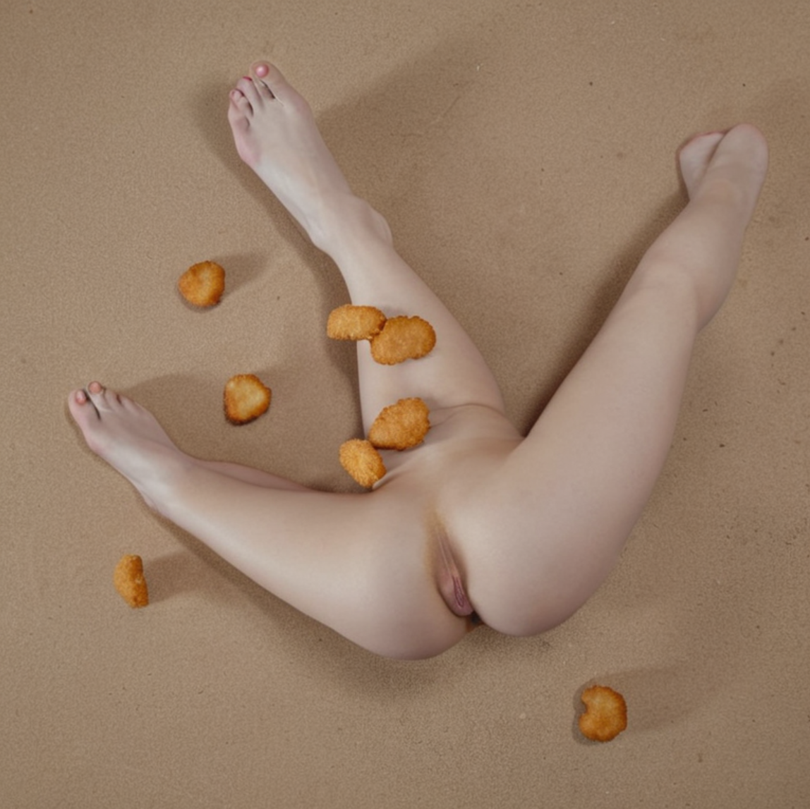 Person with Chicken Nuggets on Body